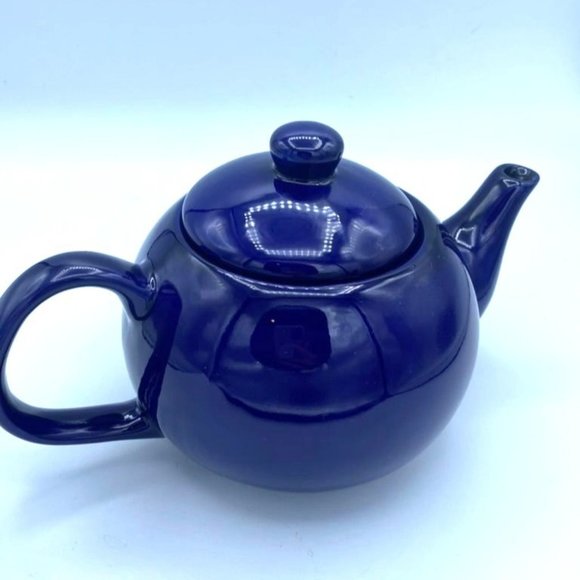 Vintage DesignPac Cobalt Blue Tea Pot/Stands 5 1/2 Inches Tall - Picture 5 of 5